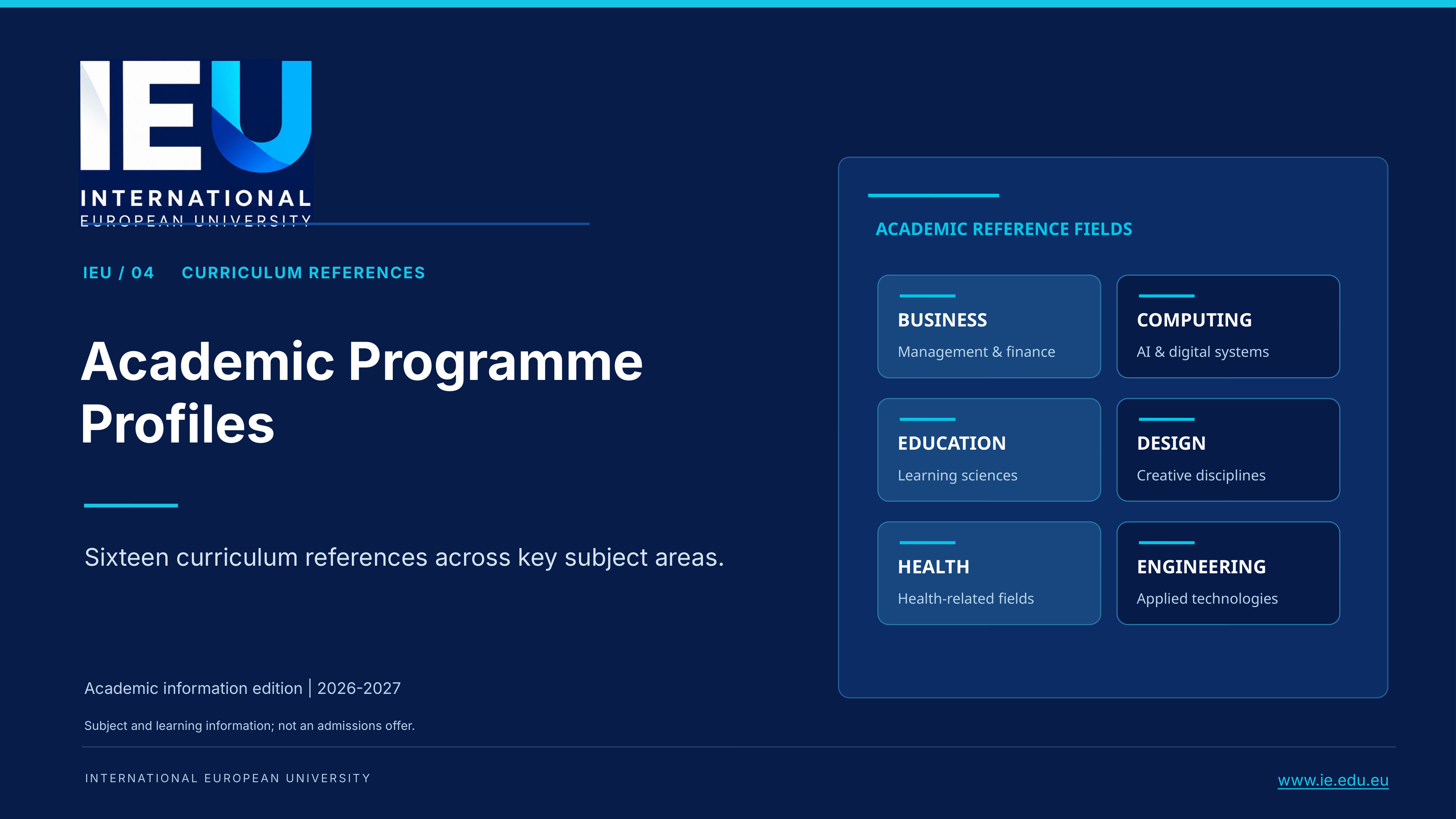 Cover of Academic Programme Profiles