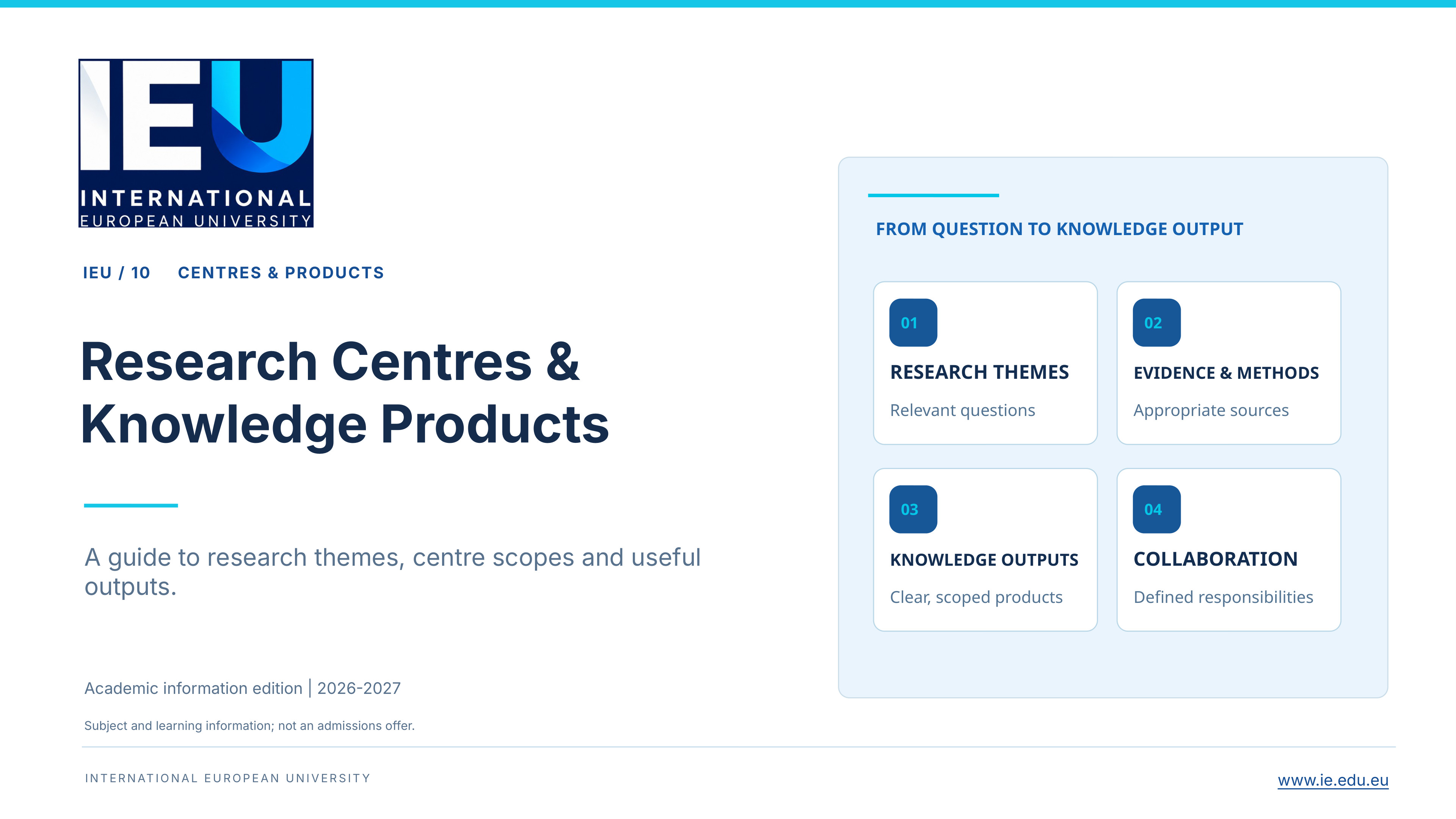 Cover of Research Centres & Knowledge Products